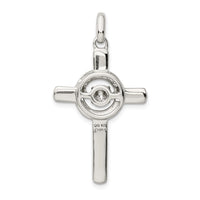 Sterling Silver Plat-plate Rose & Gold-tone Vibrant CZ Cross Pendant