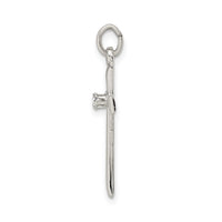 Sterling Silver Polished CZ Cross Pendant