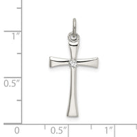 Sterling Silver Polished CZ Cross Pendant