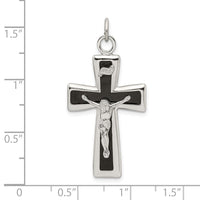 Sterling Silver Black Epoxy INRI Crucifix Pendant