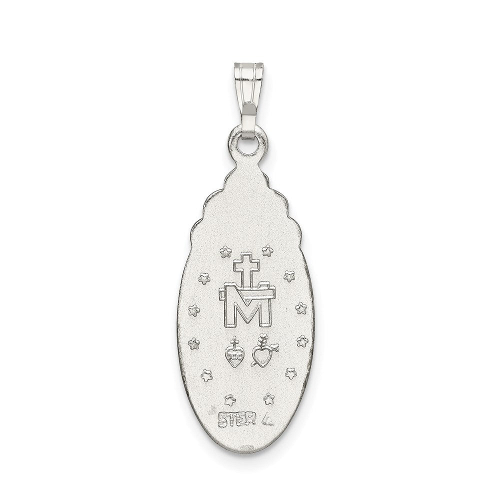 Sterling Silver Satin & D/C Epoxy & Crystal Miraculous Medal Pendant