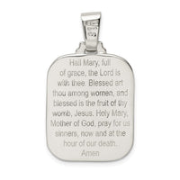 Sterling Silver Satin & Polished Mary w/Hail Mary Prayer Pendant
