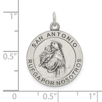 Sterling Silver Satin Antiqued Spanish St. Anthony Medal Pendant