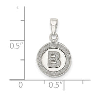 Sterling Silver Glitter Enamel Letter B Initial Circle Pendant