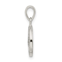 Sterling Silver Glitter Enamel Letter F Initial Circle Pendant