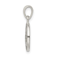 Sterling Silver Glitter Enamel Letter H Initial Circle Pendant