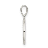 Sterling Silver Glitter Enamel Letter J Initial Circle Pendant