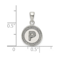 Sterling Silver Glitter Enamel Letter P Initial Circle Pendant