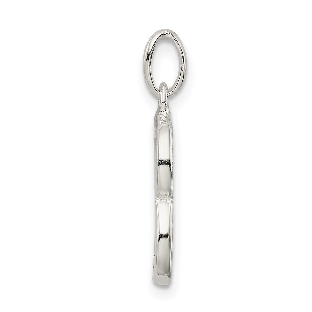 Sterling Silver Polished Glitter Enamel Letter B Initial Charm
