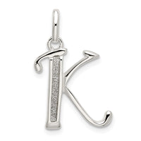 Sterling Silver Polished Glitter Enamel Letter K Initial Charm
