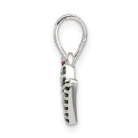 Sterling Silver Polished Red White & Green CZ Joy Pendant