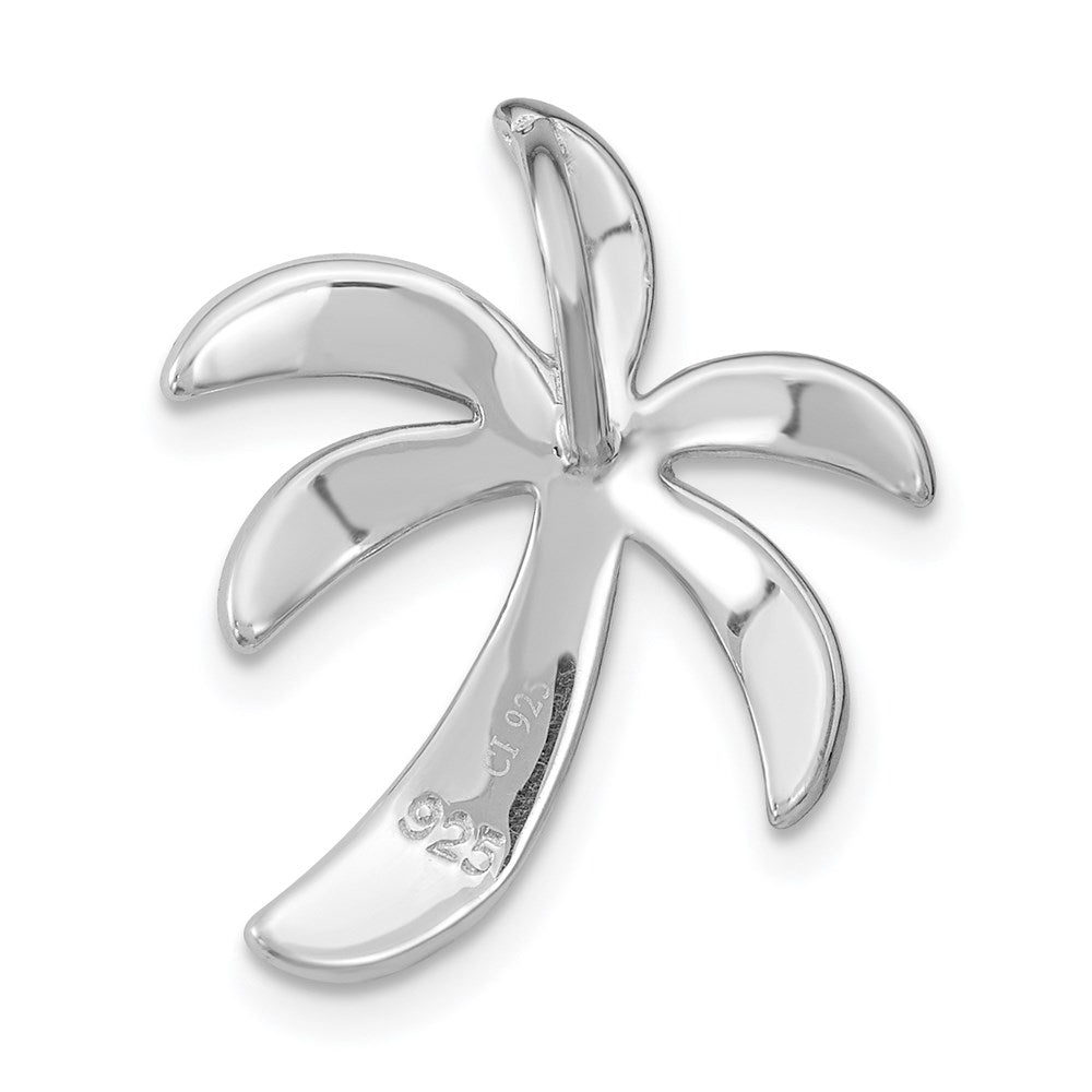 Sterling Silver Rhodium-plated Imitation Abalone Palm Tree Slide