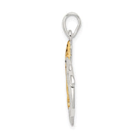 Sterling Silver & Gold-tone Enameled Filigree Dolphins Pendant