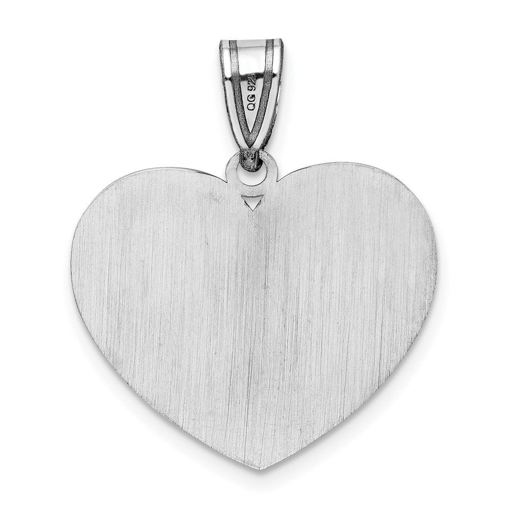 Sterling Silver Rhod-plated Enameled Autism Heart Pendant