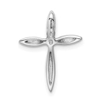 Sterling Silver Rhodium-plated Center CZ Passion Cross Chain Slide