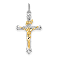 Sterling Silver Platinum-plated & Gold-tone Crucifix Pendant
