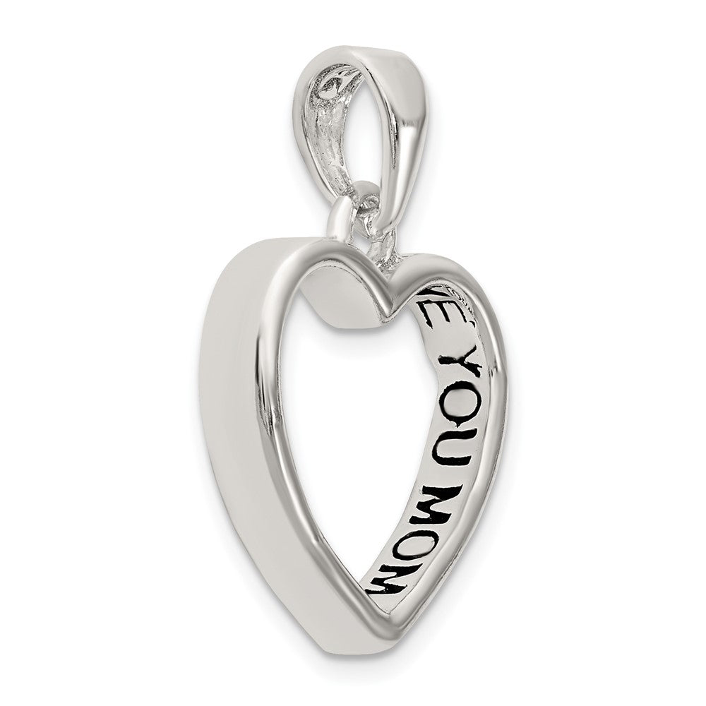 Sterling Silver Enamel LOVE YOU MOM Heart Pendant