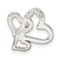 Sterling Silver Rhodium-plated & Rose-tone Heart Chain Slide