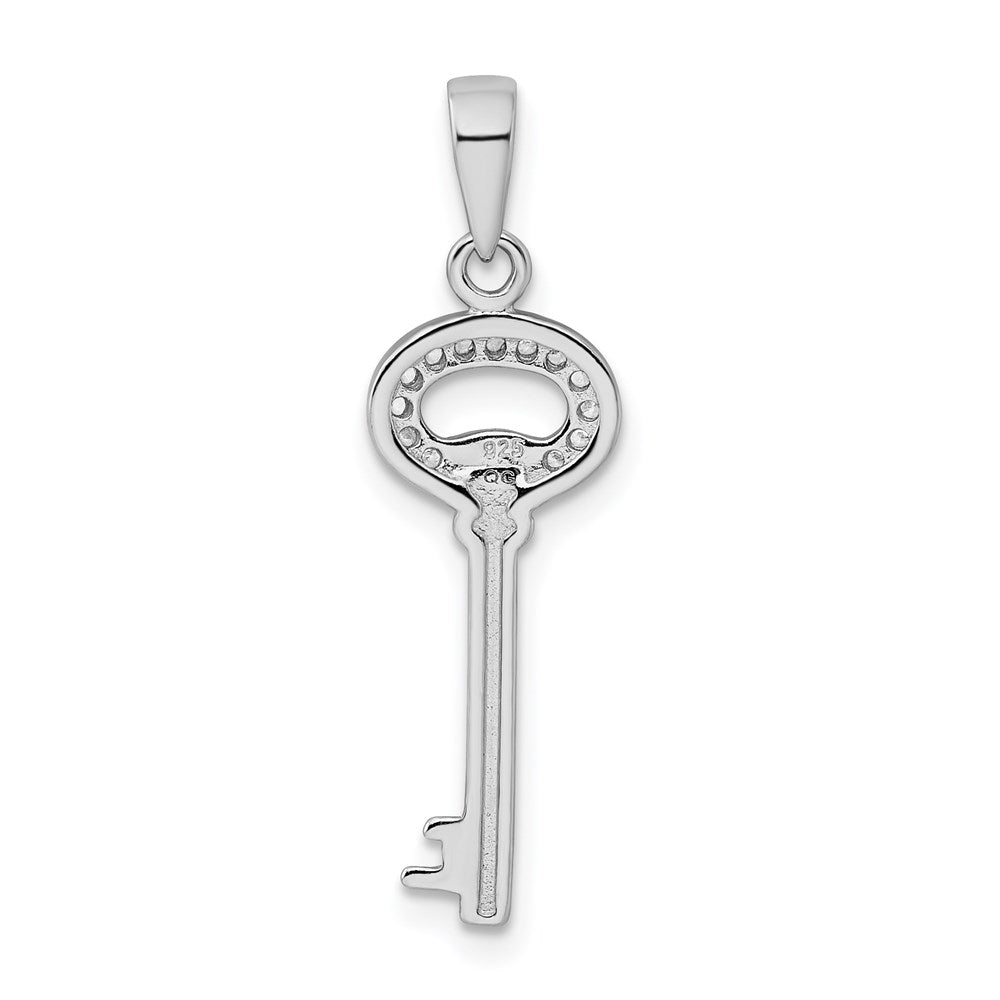 Sterling Silver Rhodium-Plated CZ Key Pendant