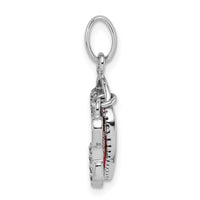 Sterling Silver Rhodium-plated CZ Glitter Infused Heart and Key Pendant