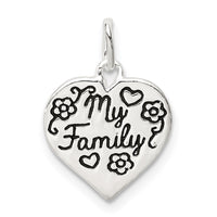 Sterling Silver Enamel MY FAMILY Heart Charm