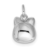 Sterling Silver Rhodium-plated Antiqued Cat Head Pendant