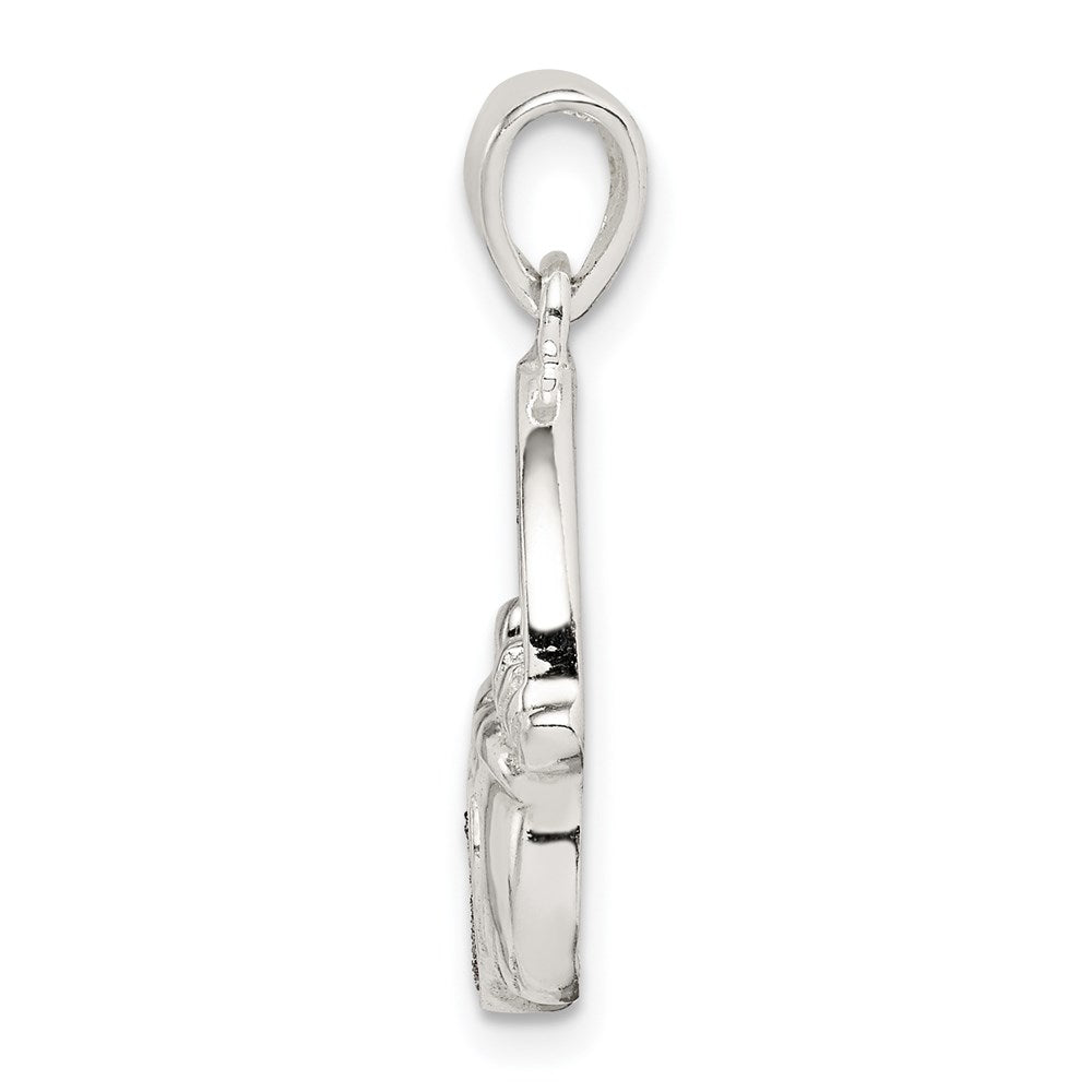 Sterling Silver Glitter Infused Claddagh Pendant