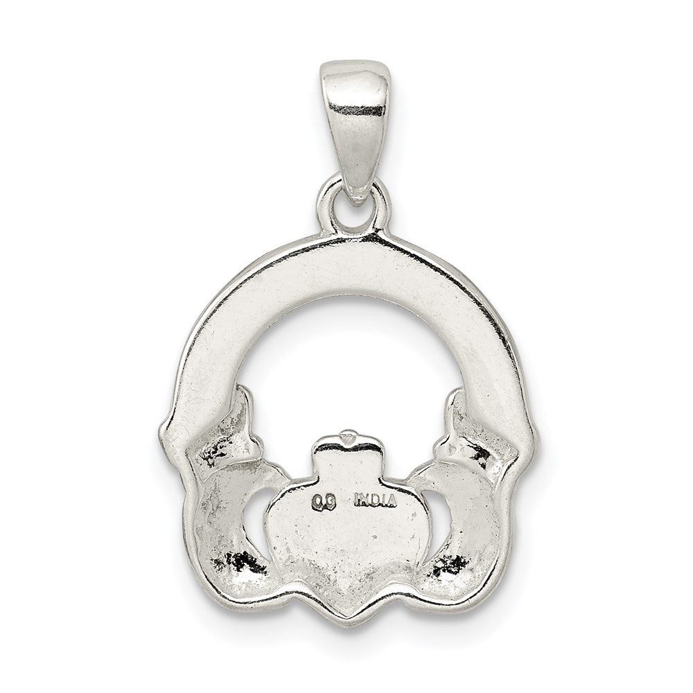 Sterling Silver Glitter Infused Claddagh Pendant