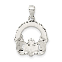 Sterling Silver Glitter Infused Claddagh Pendant