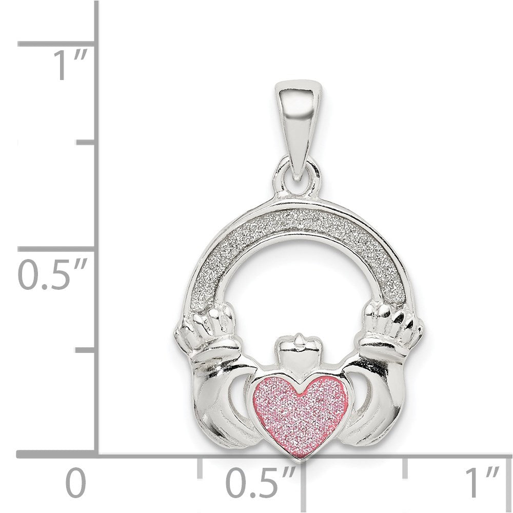 Sterling Silver Glitter Infused Claddagh Pendant
