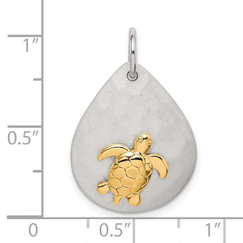 Sterling Silver Gold-plated Turtle Brushed Pendant
