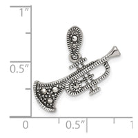 Sterling Silver Antiqued Marcasite Trumpet Pendant