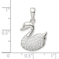 Sterling Silver Rhodium-plated Imitation Pearl Swan Pendant