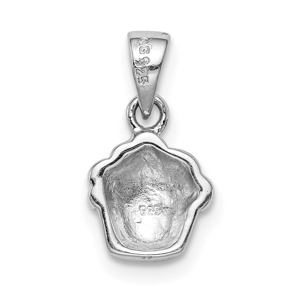 Sterling Silver RH-plated Multi-color Enameled Cupcake Children's Pendant