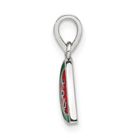 Sterling Silver RH-plated Enameled Watermelon Petite Pendant