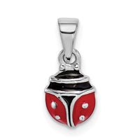 Sterling Silver RH-plated Red & Black Enamel Ladybug Petite Pendant