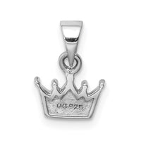 Sterling Silver Rhodium-plated Pink Enameled Heart Crown Petite Pendant