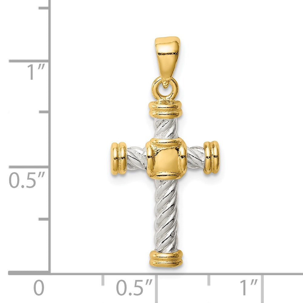 Sterling Silver & Gold-plated Twisted Cross Pendant