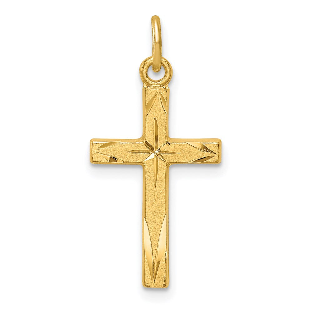 Sterling Silver Gold-tone Diamond-Cut Cross Pendant