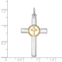Sterling Silver Platinum-plated & Gold-tone Cross Pendant