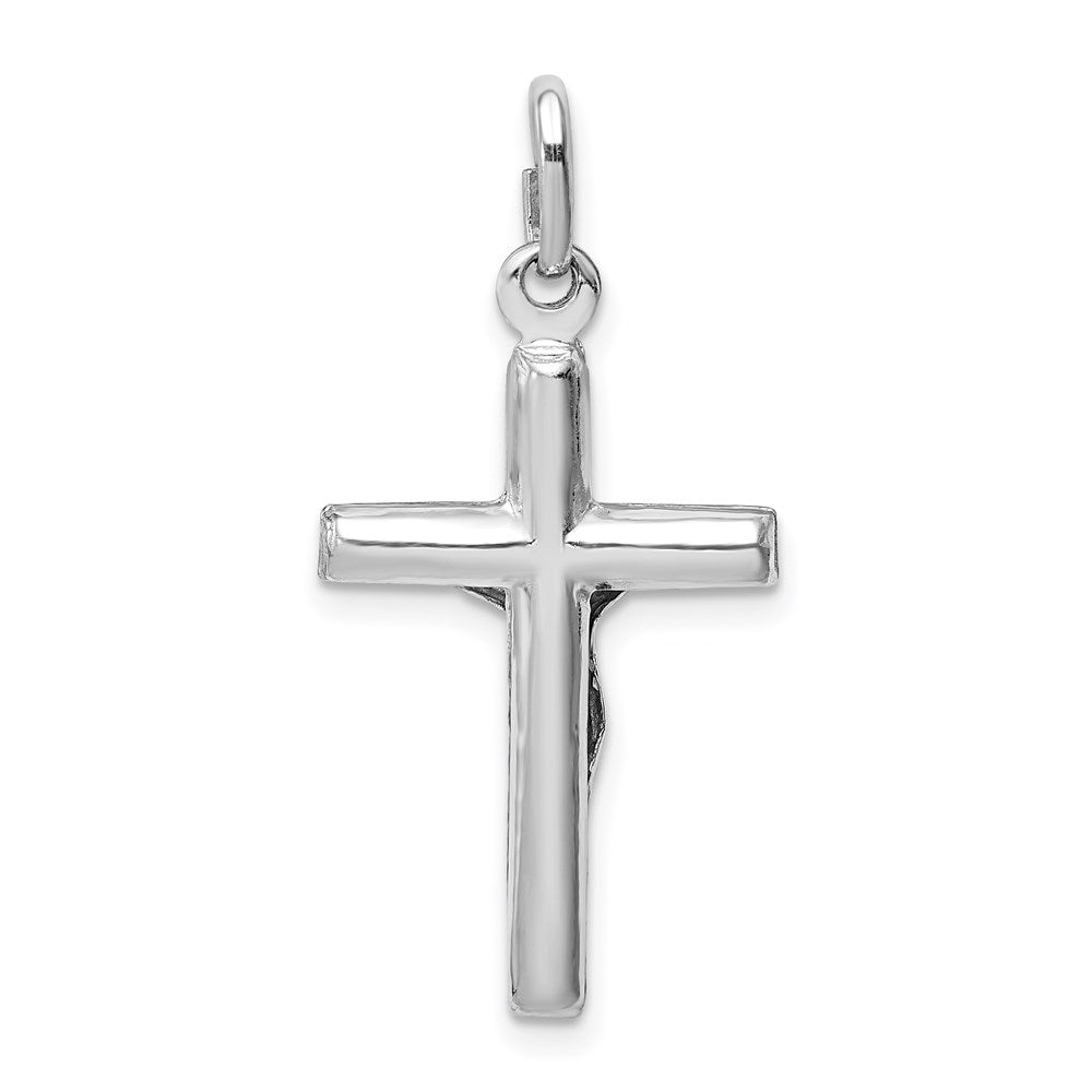 Sterling Silver Rhodium-plated Polished Crucifix Cross Pendant