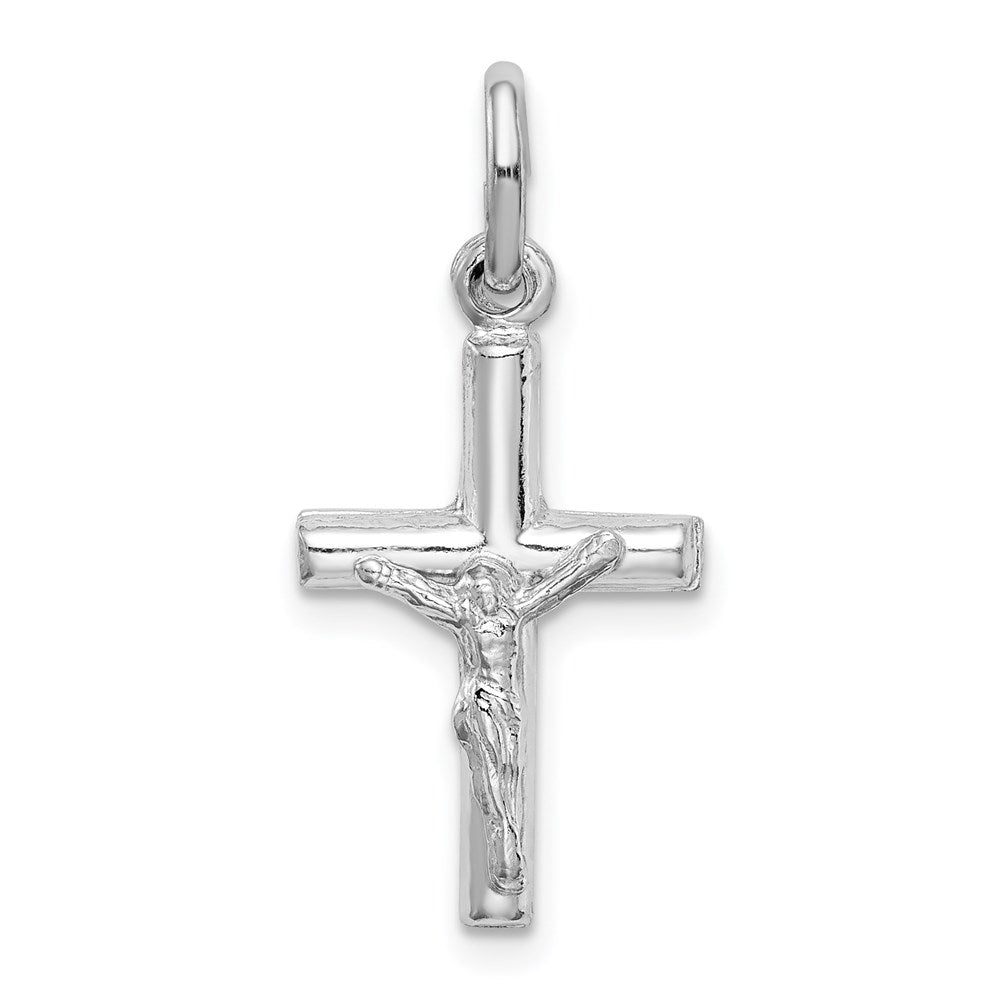 Sterling Silver Rhodium-plated Polished Crucifix Cross Pendant