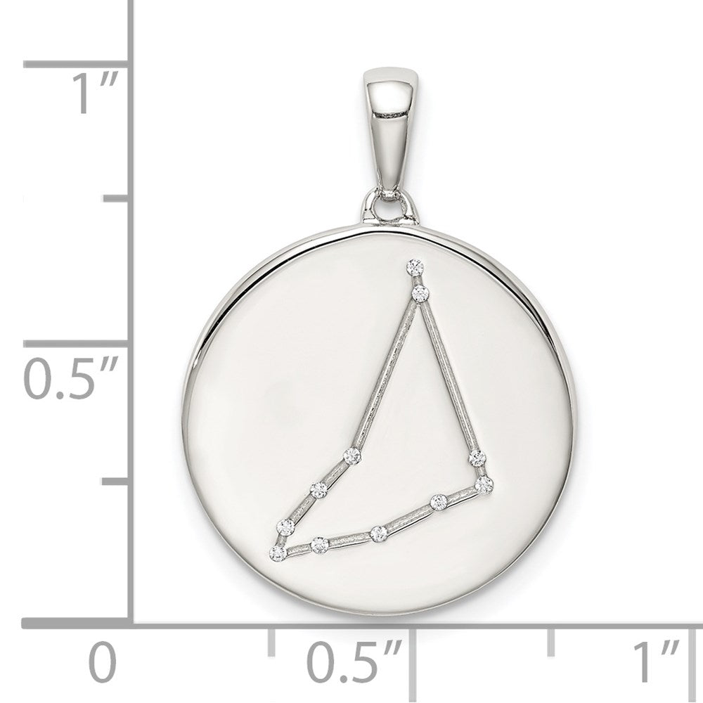 Sterling Silver Rhodium-plated & CZ Capricorn Zodiac Pendant
