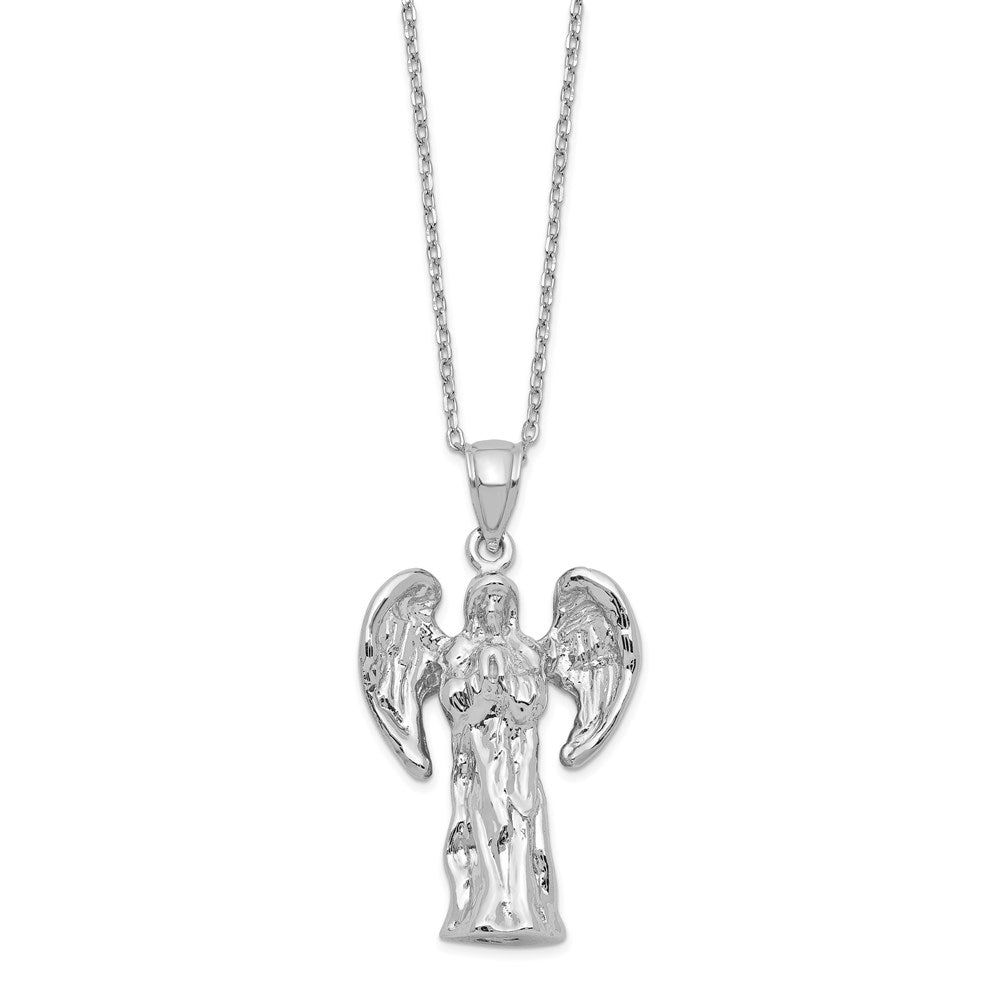 Sterling Silver Rhodium-plated Angel Ash Holder 18in Necklace