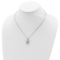 Sterling Silver RH-pltd CZ Oct Birthstone Angel Ash Holder 18in Necklace