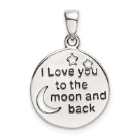 Sterling Silver LOVE YOU TO THE MOON Antiqued Star and Moon Pendant