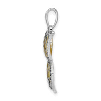 Sterling Silver Rhod-plated Polished Enameled Yellow Butterfly Pendant