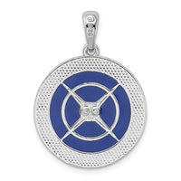 Sterling Silver Rhodium-plated Polished Enameled Lg. Compass Pendant