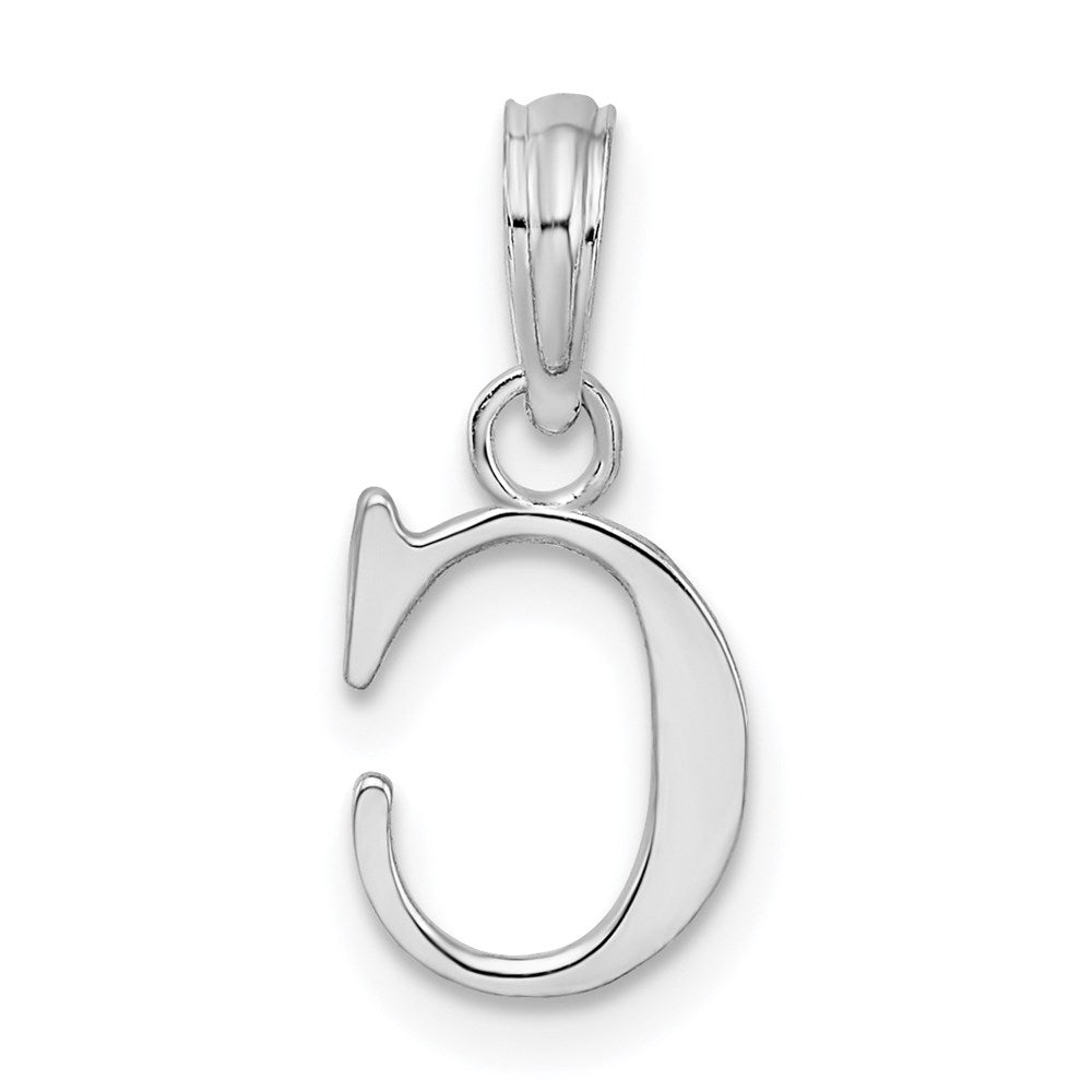 Sterling Silver Rhodium-plated Polished Block Initial -C- Pendant