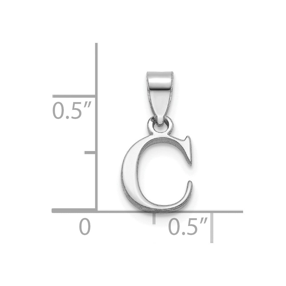 Sterling Silver Rhodium-plated Polished Block Initial -C- Pendant